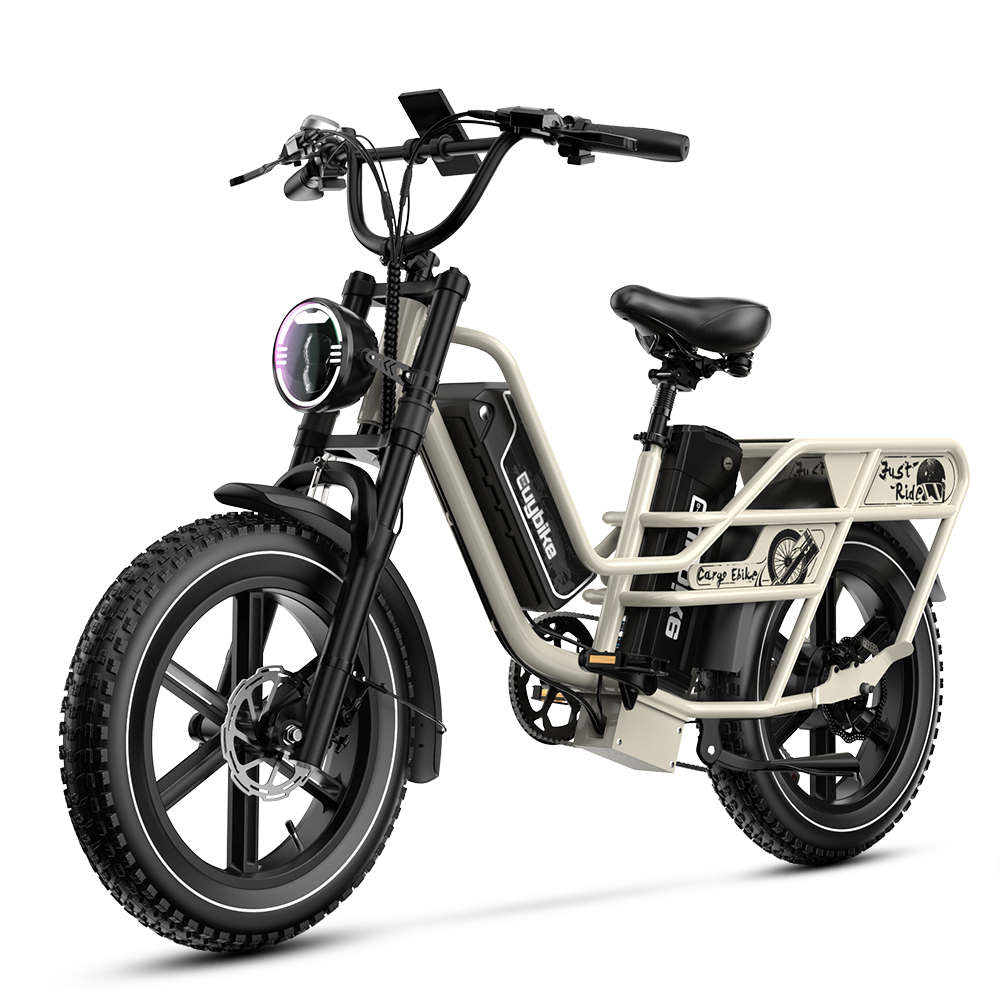 Beige W1 Dual Battery Electric Cargo Bike